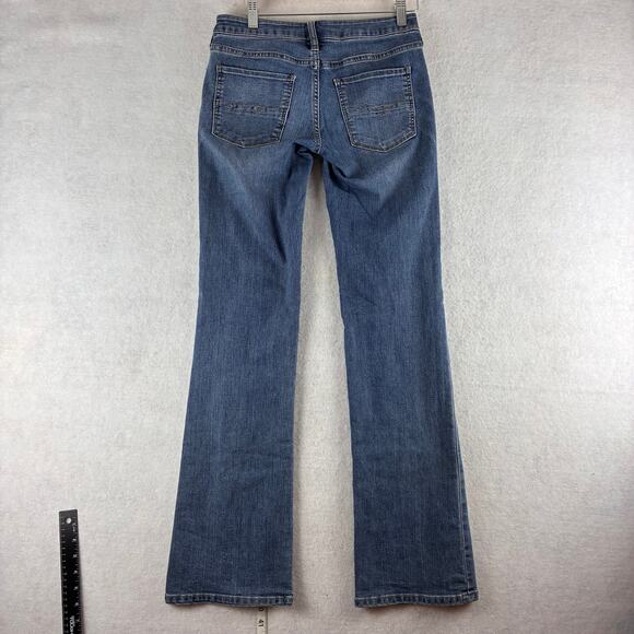 Soho Curvy Low Rise Y2K Bootcut Jeans Womens 2 Fading Blue Denim Stretch Comfort - Picture 4 of 11